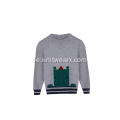 Boy&#39;s Stickad Jacquard Castle Crew Neck Pullover